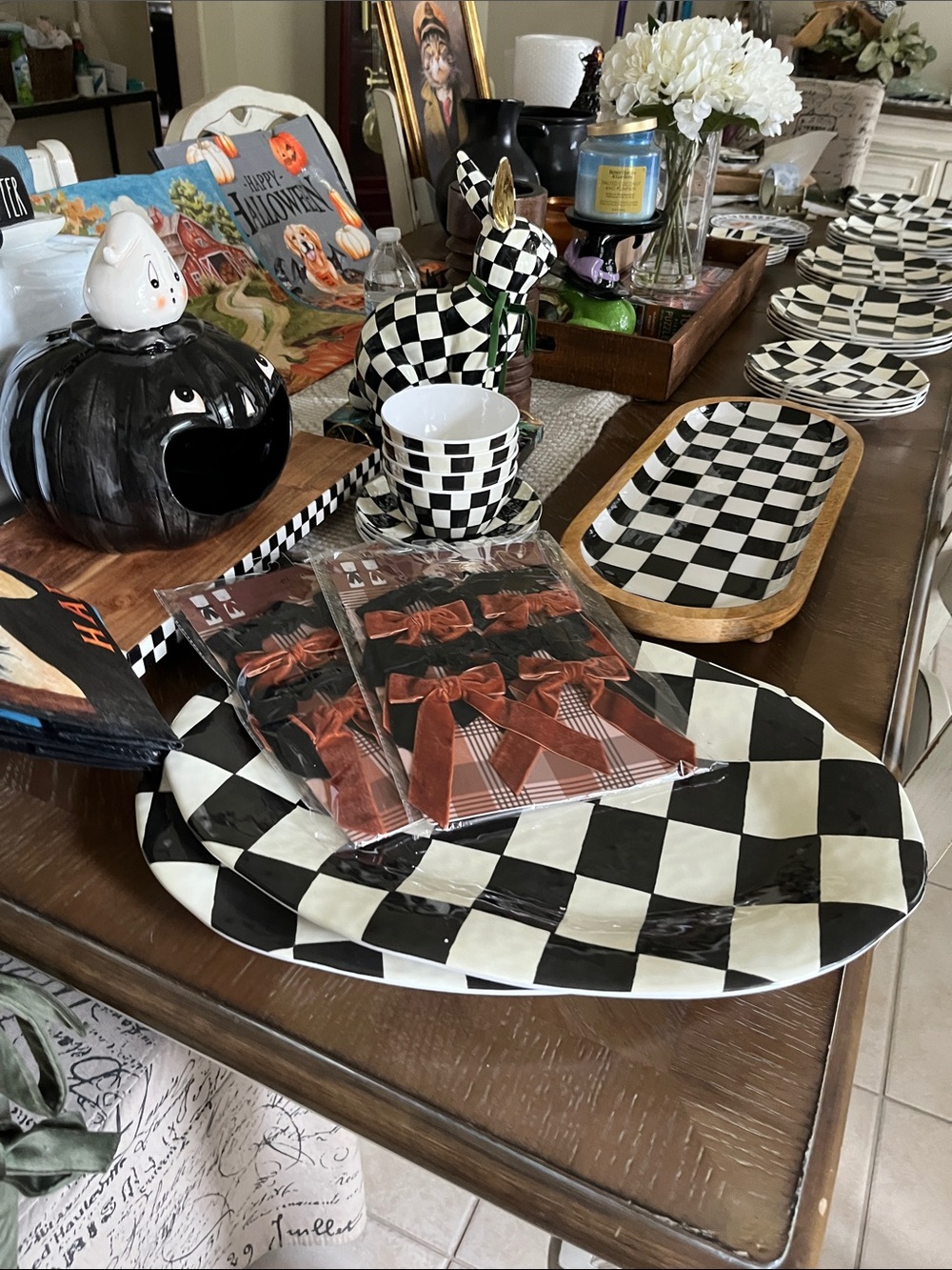 Black & White Checkerboard Ceramic Serving Platter
